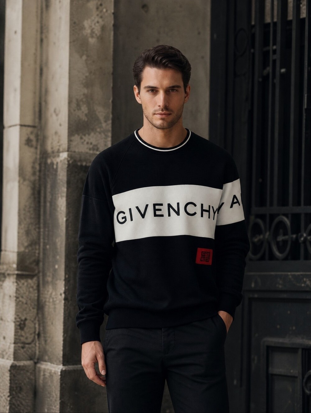 Givenchy Paris 4G Logo Colorblock Sweatshirt Sweater 3XL Black White Luxury